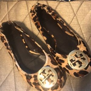 Tory Burch Calf Hair Leopard Flats